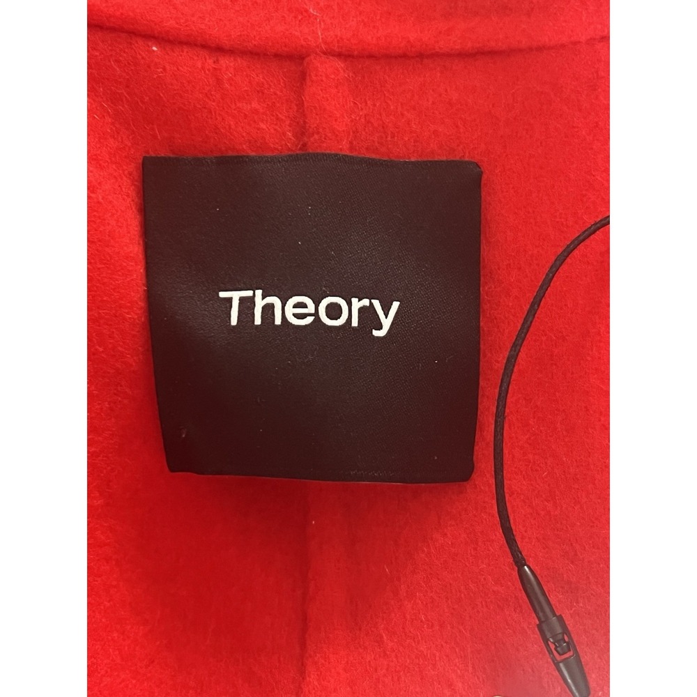 NWT Theory Women's Boy Coat Large Cardinal Red Wool Cashmere Winsome 2 Overcoat - Picture 5 of 6